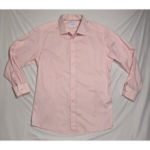 Eton Check‎ Signature Twill Slim Fit Pink Plaid Shirt Mens Size 44 17.5 Read*